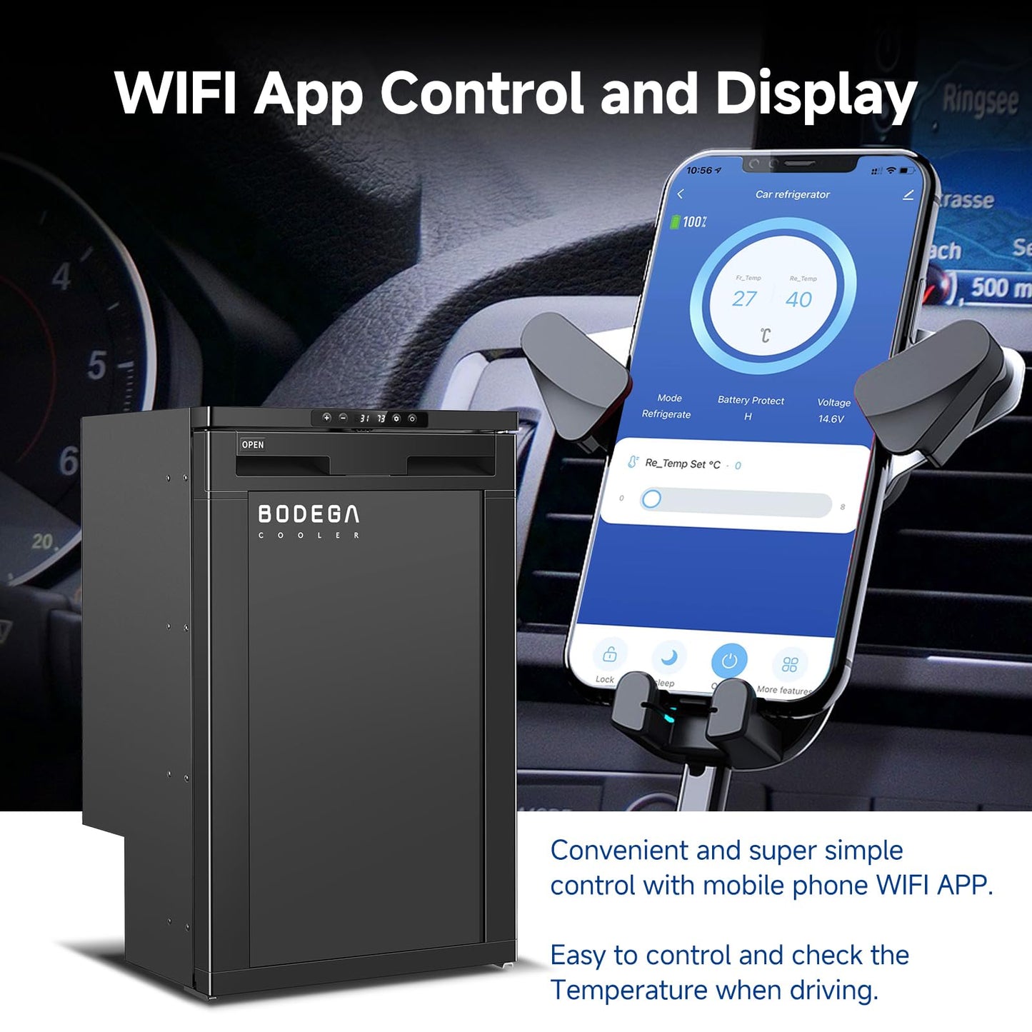 BODEGACOOLER 12V Portable RV Refrigerator – 83L Compressor Cooler with APP Control, Lock, Dual Power 12/24V DC