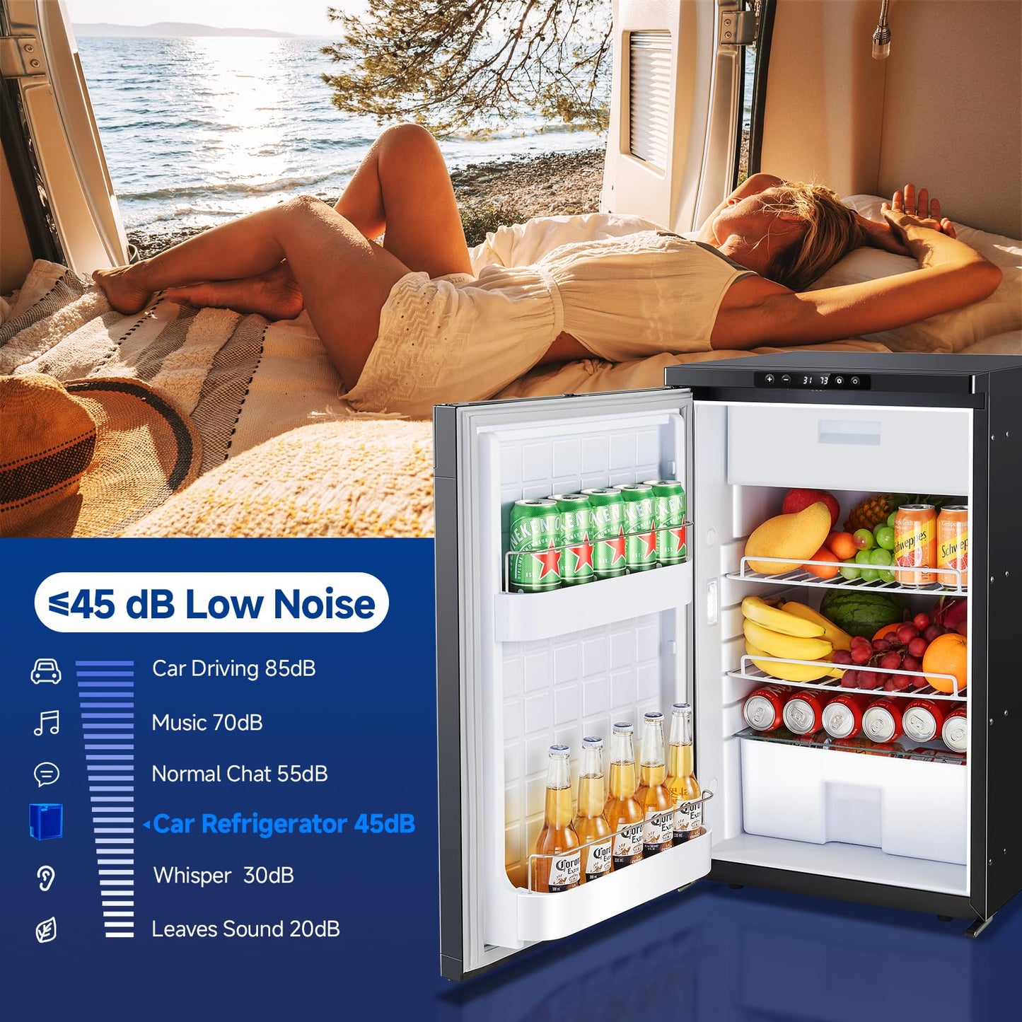 BODEGACOOLER 12V Portable RV Refrigerator – 83L Compressor Cooler with APP Control, Lock, Dual Power 12/24V DC