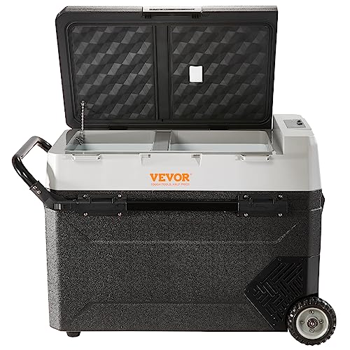 VEVOR 12V Dual Zone Car Refrigerator – 56 Qt Portable Freezer, Adjustable Temp, Dual Power DC/AC