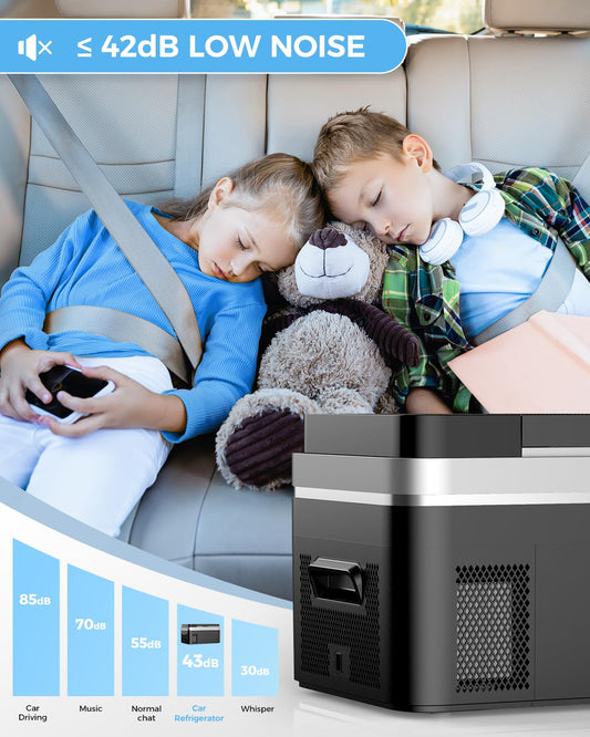 Shinylamp 12V Portable Car Refrigerator – 40Qt Electric Cooler with APP Control, Dual Power 12/24V DC & 110-240V AC