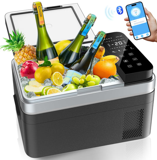 Shinylamp 12V Portable Car Refrigerator – 40Qt Electric Cooler with APP Control, Dual Power 12/24V DC & 110-240V AC